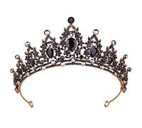 Crowns for Women, Vofler Black Tiaras w/Crystal - Baroque Witch Evil Queen Costume Headband for Bride Princess Flower Girl Birthday Halloween Cosplay Party Wedding Prom Quinceanera Pageant Homecoming
