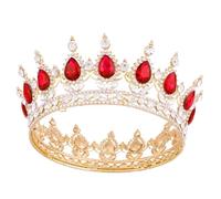 Crowns for Women, Vofler Queen Tiara Baroque Vintage Gold Ruby Red Crystal Rhinestone Headband for Lady Girl Bridal Bride Princess Prom Birthday Wedding Pageant Prom Homecoming Halloween Costume Party