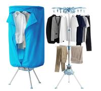 CROWNSHOP 1000W Electric Heated Clothes Airer, 2-Tier Foldable Stainless Steel Indoor Clothes Dryer, Energy-Saving Drying Rack for Laundry, 10kg Load, Timer 180 Minutes, Auto Shut-Off (Blue 1500W)