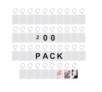 CROWNSHOP 100PCS Photo Keyring Acrylic Clear Blank Photo Keyrings with Split Ring Holder Label Window for Luggage Pet Name Memory Stick Tags (4.5X3.5CM 200pcs)