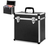 CROWNSHOP 12 Inch LP Storage Case Lockable Aluminium Record Box Holds 50