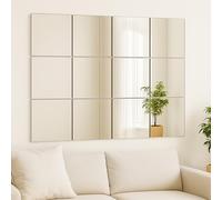 CROWNSHOP 12PCS Mirror Tiles 30x30x0.3cm Self Adhesive Glass Mirror Frameless Wall Mirrors DIY Bathroom Wall Decor for Bathroom Living Room Kitchen (12, 30 * 30) (12, 30x30CM)