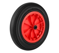 CROWNSHOP 14" Wheelbarrow Wheel PU Puncture Proof Solid 3.50-8 Wheel Solid Tyre Rim Tyre Heavy Duty Replacement Tire for Garden Trolley Barrow Go Cart (Red)