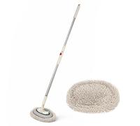 CROWNSHOP 15° Curve Car Wash Brush 43" Microfiber Car Wash Mop with Long Handle Car Cleaning Kit Brush for RV Truck Camper Soft Chenille Head Duster Clean Product Not Hurt Paint Scratch Free (Black)