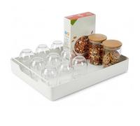 CROWNSHOP 1pc 35cm Cupboard Organisers Kitchen Cupboard Organiser Scalable Cupboard Storage Organiser Adjustable Kitchen Cupboard Storage No Drilling and Nailing Required (1PCS 35cm White)