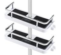 CROWNSHOP 2 Pack Shower Caddy No Drilling Hanging Shower Shelves Brackets Rack Organiser Holder Showers Head Hook Suitable for [18 mm - 25 mm] Rail Plastic