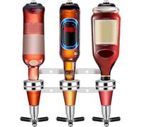 CROWNSHOP 3 Bottle Bar Optics Wall-Mounted Spirit Dispenser for Home Bars | Aluminium Alloy Barware, Neat Bottle Organisation, Consistent Spirit Portions, Kitchens, Garden Bars, Parties and Pub Areas
