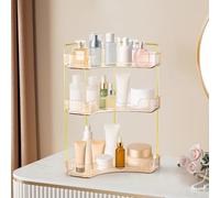CROWNSHOP 3-Tier Corner makeup Storage makeup Organiser Acrylic Shelf for Makeup Skincare Toiletries Perfumes Counter & Vanity Tray Shower Cosmetic Organizer