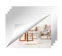 CROWNSHOP 4CS Mirror Tiles 30x30x0.3cm Self Adhesive Glass Mirror Frameless Wall Mirrors DIY Bathroom Wall Decor for Bathroom Living Room Kitchen (4, 40 * 30cm)