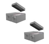 CROWNSHOP 4PCS CD Storage Box Holds 30 CDs in Full Jewel Cases and 165 Discs in CD Sleeves Protective Disc Organizer 35x16x15.5cm (4PCS Dark Gray)