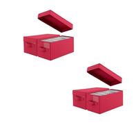 CROWNSHOP 4PCS CD Storage Box Holds 30 CDs in Full Jewel Cases and 165 Discs in CD Sleeves Protective Disc Organizer 35x16x15.5cm (4PCS Red)