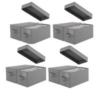 CROWNSHOP 8PCS CD Storage Box Holds 30 CDs in Full Jewel Cases and 165 Discs in CD Sleeves Protective Disc Organizer 35x16x15.5cm (8PCS Dark Gray)