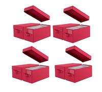 CROWNSHOP 8PCS CD Storage Box Holds 30 CDs in Full Jewel Cases and 165 Discs in CD Sleeves Protective Disc Organizer 35x16x15.5cm (8PCS Red)
