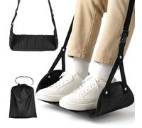 CROWNSHOP Airplane Foot Rest 23X20CM Flat Travel Foot Rest Portable Adjustable 53-83CM Folding Hanging Foot Hammock Travel Essentials No Clashing for Airplane Office Under Desk Car Home Anti Swelling