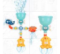 CROWNSHOP Baby Bath Toys Children Water-Absorbent Toy Marine Life Bath Toys Water Jet Whale Set for Baby Boys and Girls
