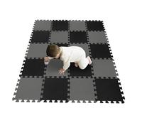 CROWNSHOP Baby Foam Play Mat 20PCS 30x30x1cm Interlocking Tiles Gray+Black