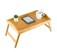CROWNSHOP Bamboo Bed Tray Table 50x30x24cm - Foldable Breakfast in Bed Tray with Handles & Folding Legs, Portable Lap Tray for Eating, Working, Laptop, Sofa, and Breakfast in Bed (Brown)