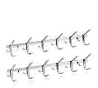 CROWNSHOP Coat Hooks 8 Hooks Stainless Steel Racks Heavy Duty Wall Mounted Premium Design Rust Free Hanger Wall for Robe and Clothes 60X8X3.2CM (6 Hooks 2PCS)