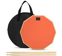 CROWNSHOP Drum Practice Pad and Sticks Double Sided Silent Practice Drum Pads 12-Inch Silent Snare Drums Training Kit for Adults Kids Includes Sticks Oxford Storage Bag (Orange)