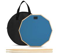 CROWNSHOP Drum Practice Pad and Sticks Double Sided Silent Practice Drum Pads 12-Inch Silent Snare Drums Training Kit for Adults Kids Includes Sticks Oxford Storage Bag (Blue)