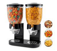 CROWNSHOP Dry Food Cereal Dispenser Black Dry Food Storage Dispenser Kitchen Quick Dispenserfor Cornflakes, Candy, Nuts, Beans, Granola Kitchen Cereal Dispensers (Double Heads)