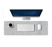 CROWNSHOP Felt Desk Mat 89×30 cm - Premium Non-Slip Felt Desk Pads Protector with Anti-Curl Edging Office Felts Desk Mat Keyboard Pad & Extra Large Mouse Pad for Home Office (Light Gray)