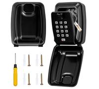 CROWNSHOP Key Cabinets Key Safe Wall Mounted Key Lock Box Key Safe Outdoor Waterproof Wall Mounted for Outside 12 Digit Combination Lock Box Large Capacity Key Box for Home (Black)