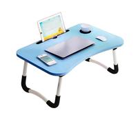 CROWNSHOP Laptop Table, 60 X 40 X 28cm Bed Table, Bed Desk Stand With Foldable Legs & Cup Slot Notebook Stand Computer Laptop Bed Table Laptops Tray For Sofa Bed, Pink (Blue)