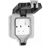 CROWNSHOP Outdoor Socket Waterproof 13A 1-gang Switch Single IP66 Outdoor Weatherproof No Switch Socket Wall Power Socket Weatherproof Plug Socket Box