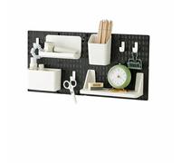 CROWNSHOP Pegboard Combination Kit Plastic Pegboard 2 Panels Peg Board Wall Organizer Kit with Accessories for Garage Workshop Craft Room Nursery Storage Kitchen Tool Organization (Black 2 PCS)