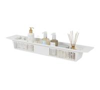 CROWNSHOP Plastic Bathtub Caddy Tray 57-86cm Adjustable Bathroom Basket Storage Rack Bathtub Rack Expandable Toy Storage Shower Storage Rack Shampoo Soap Storage Compact Bathtub Accessories Dishwasher