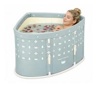 CROWNSHOP Portable Foldable bathtubs for Adults Freestanding Soaking Installation-Free Hot Bath Ice Bath Adult SPA for Student Home Camping (Blue Triangle)
