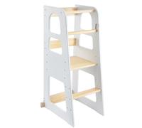 CROWNSHOP Toddler Tower Wooden Toddler Step Stool 3 Adjustable Heights Toddler Kitchen Stool for Kitchen Counter Perfect Parent Helper White