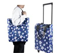 CROWNSHOP Trolley Bags 2 in1 Shopping Trolley on Wheels Foldable with Telescopic Handle Reusable Water Proof Trolley Bag Shopping Trolleys Suitable for Shopping Supermarkets and Travel Color