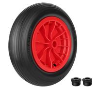 CROWNSHOP Wheelbarrow Wheel Replacement 14" 3.50-8 PU Solid Puncture Red