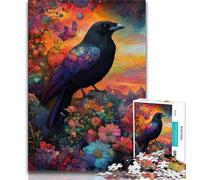 Crows And Flowers Jigsaw Puzzles for Teenagers,Help The Brain Exercise Addictive Toys to Cultivate Patience A Work of Art 38x26cm