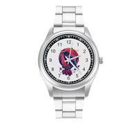 Crows and Flowers Personalized Quartz Watch Stainless Steel Wrist Watches with Arabic Numerals for Men Women