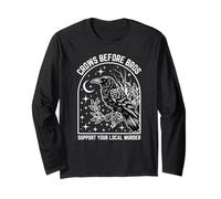 Crows Before Bros - Support Your Local Murder Crow Design Long Sleeve T-Shirt