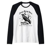 Crows Before Bros Support Your Local Murder - Funny Vintage Raglan Baseball Tee