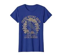 Crows Before Bros Support Your Local Murder Raven Crow T-Shirt, Women, Royal Blue, X-Small