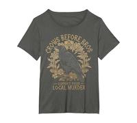 Crows Before Bros Support Your Local Murder Raven Crow T-Shirt, Women's Plus, Asphalt Grey, 1X