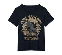 Crows Before Bros Support Your Local Murder Raven Crow T-Shirt, Women's Plus, Black, 1X