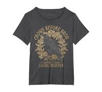 Crows Before Bros Support Your Local Murder Raven Crow T-Shirt, Women's Plus, Dark Heather Grey, 1X