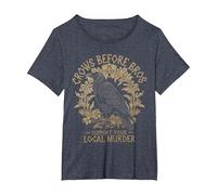 Crows Before Bros Support Your Local Murder Raven Crow T-Shirt, Women's Plus, Heather Blue, 1X