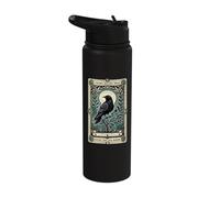 Crows Before Bros Support Your Local Murder Raven Tarot Card Stainless Steel Insulated Water Bottle