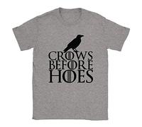 Crows Before Hoes Mens T-Shirt Medium Grey Game of Thrones GoT Cool Funny Slogan