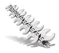 Crows Foot Wrench Set (Metric) Easily Access Hard-to-Reach Areas, Ideal for Tight Spaces, Great for Automotive Repair Work - Includes Sizes: from 10MM to 24MM - 10-Piece Kit with Clip-on Organizer