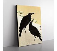Crows In The Snow By Ohara Koson Asian Japanese Canvas Wall Art Print Ready to Hang, Framed Picture for Living Room Bedroom Home Office Décor, 76x50 cm (30x20 Inch)