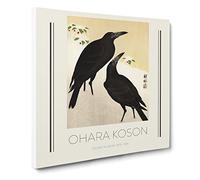 Crows In The Snow By Ohara Koson Canvas Print | Gallery Wrapped 30mm Frame Wall Art | 14x14 inches | Ready to Hang | Asian Landscape Picture | Living Room Bedroom Lounge Office