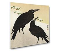 Crows in the Snow by Ohara Koson Canvas Print | Gallery Wrapped 30mm Frame Wall Art | 14x14 inches | Ready to Hang | Asian Landscape Picture | Living Room Bedroom Lounge Office